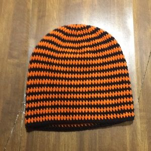 CLEARANCE SALE Black & Orange Handmade Beanie Hat